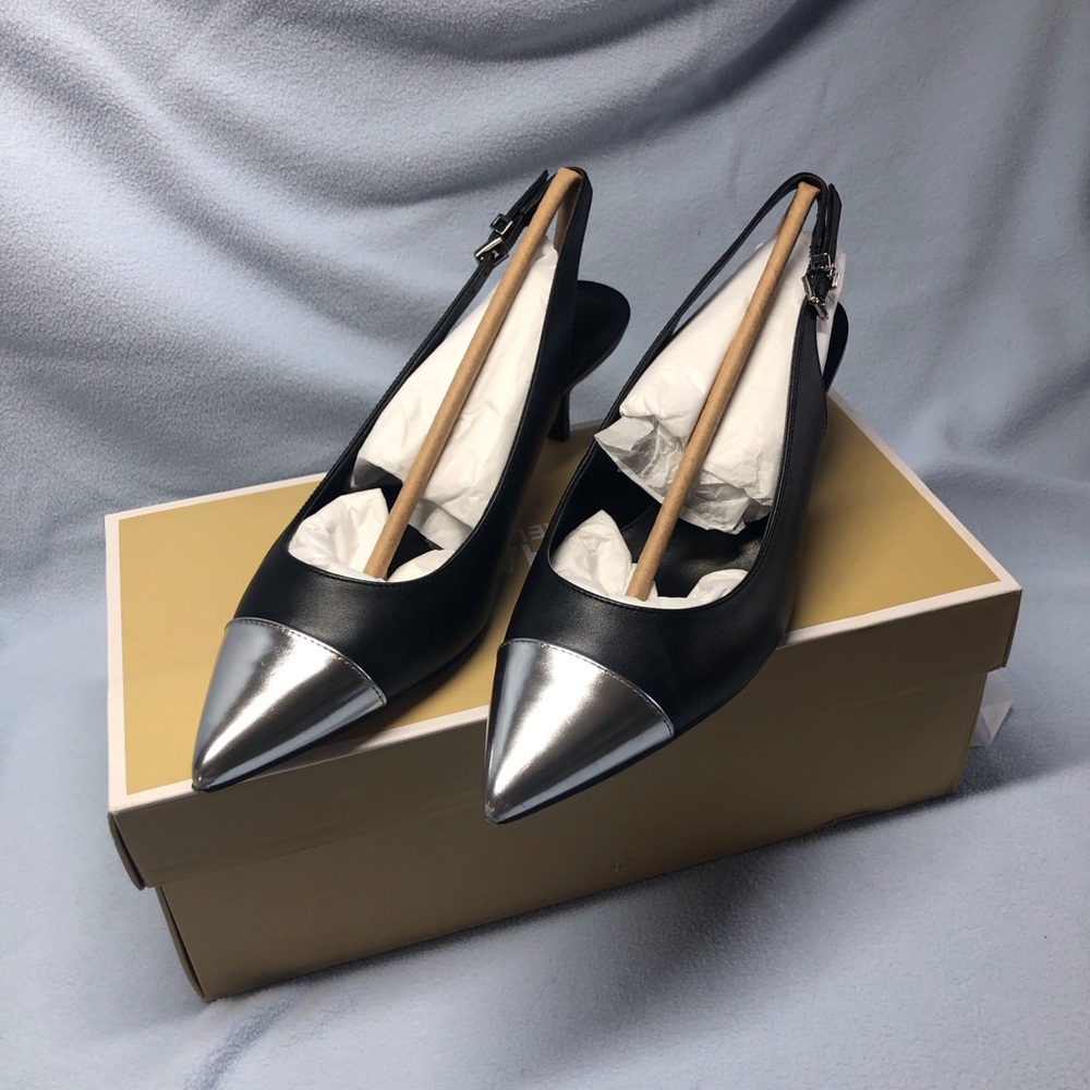 MICHAEL Michael Kors Kadence Toe Cap Kitten Sling Back Leather Pump